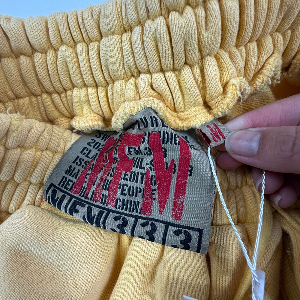 MFM333 Distressed Sweatpants Yellow Wide Leg Streetwear Joggers Mens Medium NEW - Picture 8 of 8
